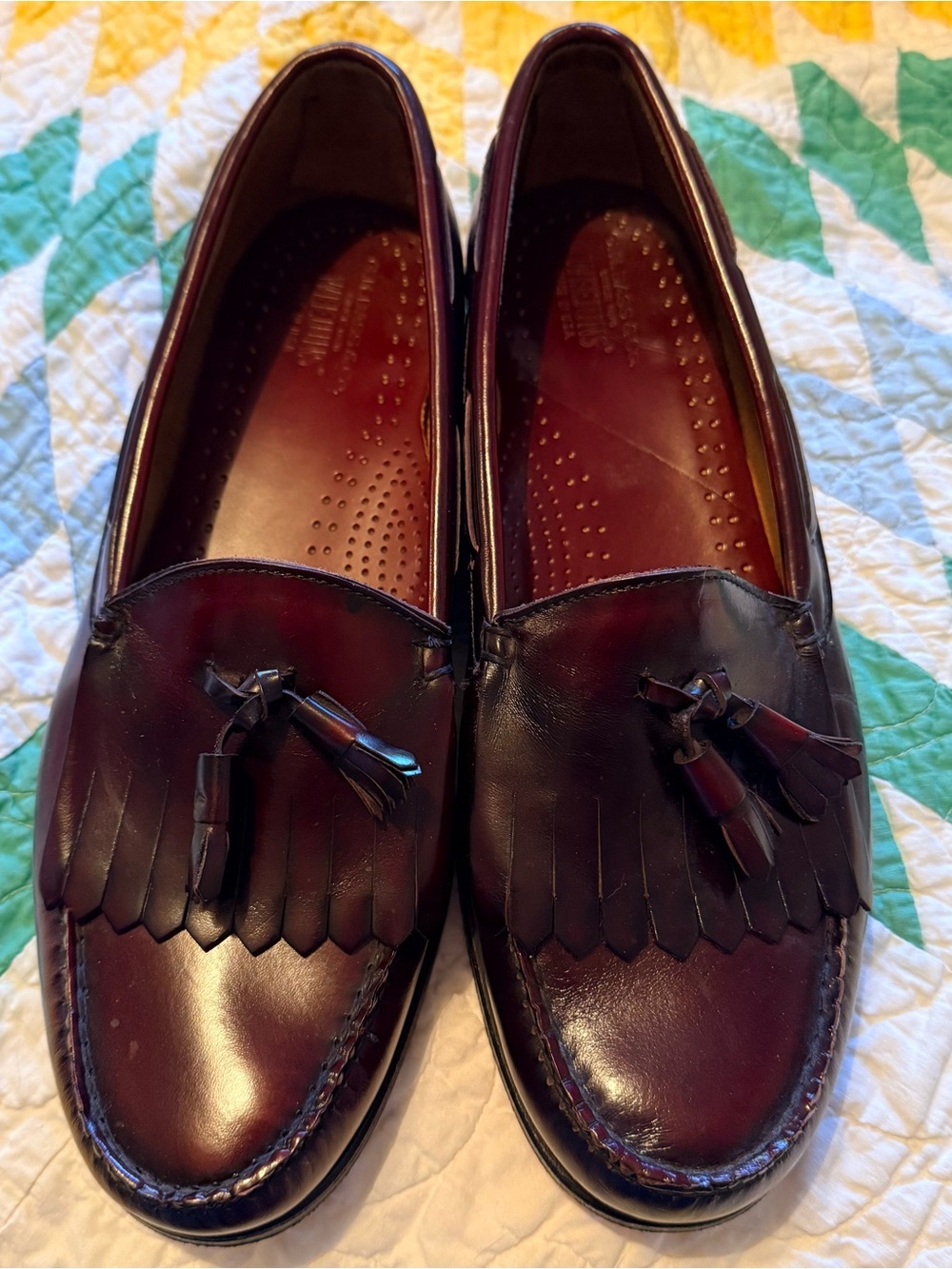 G.H. Bass Weejuns Tassel Kiltie Loafers Oxblood Leather Made in USA Men's 10.5 D